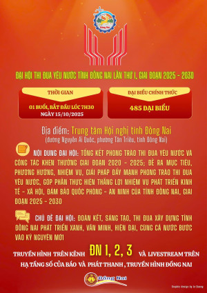 ​ĐẠI HỘI THI ĐUA YÊU NƯỚC TỈNH ĐỒNG NAI LẦN THỨ I, GIAI ĐOẠN 2025 - 2030 ​