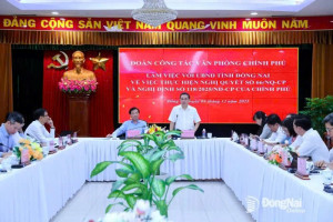 Đoàn công tác của Văn phòng Chính phủ làm việc với UBND tỉnh Đồng Nai